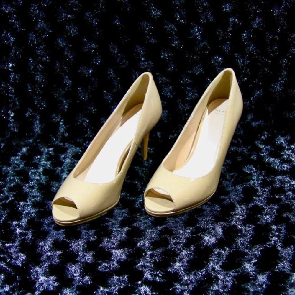 Cole Haan Tan Patent Peep toe  Size 8B NWB